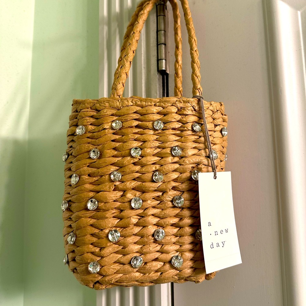 NWT Mini Straw Embellished Bag - A New Day